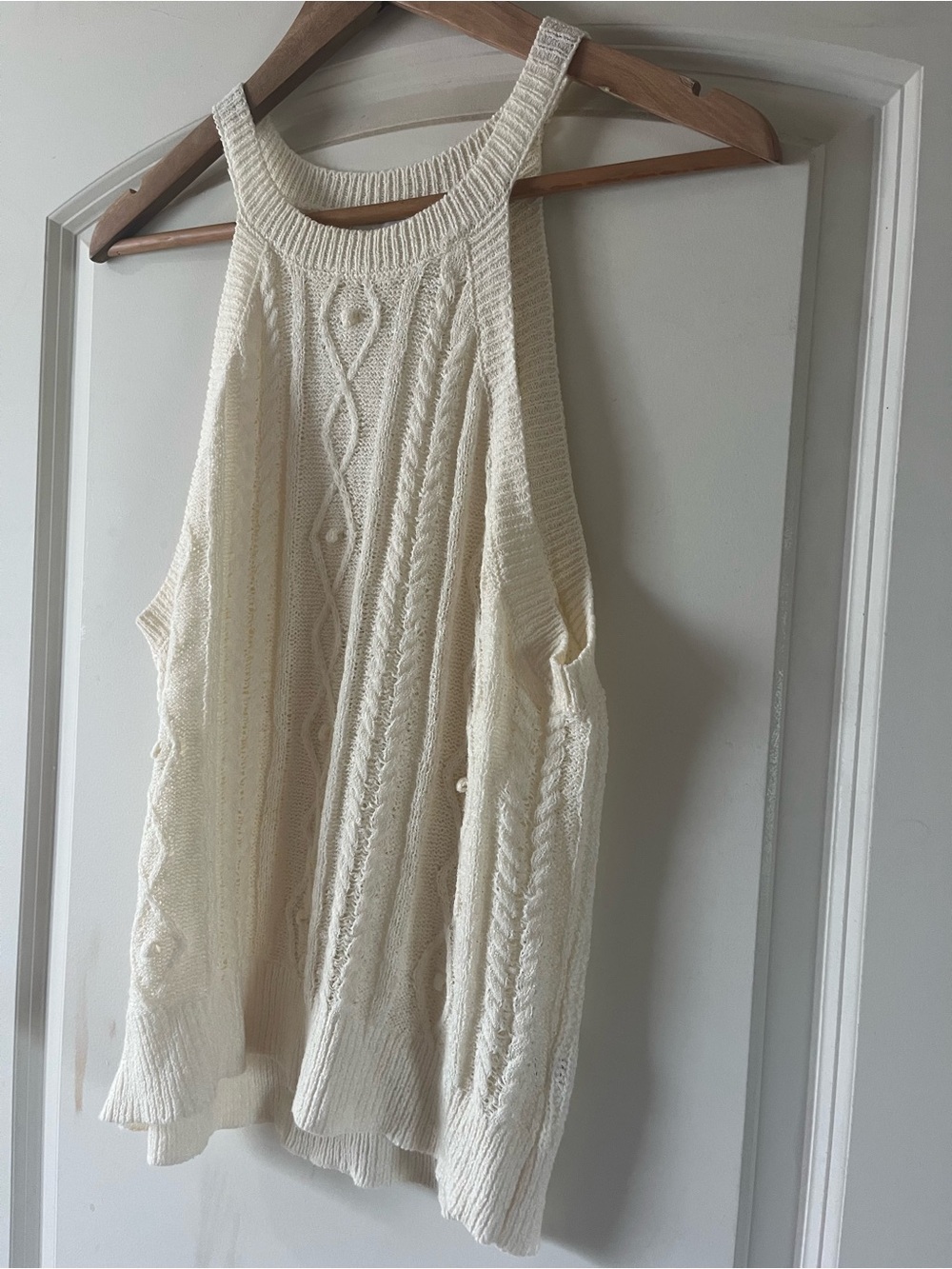 Cream Halter Tank Knit Style